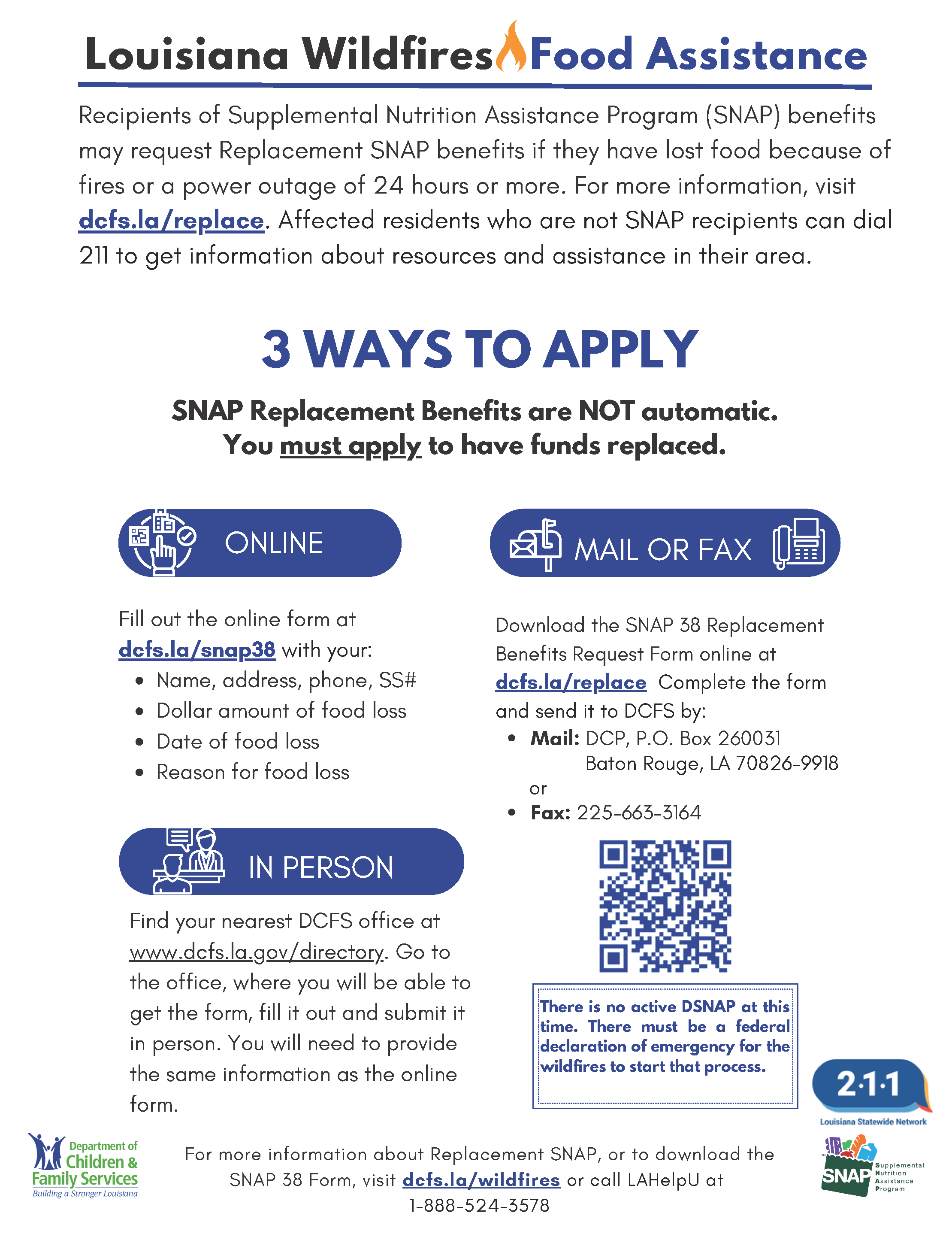 La Wildfires SNAP replacement info