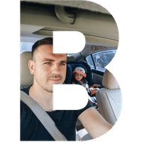 father and son in the car