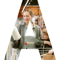 woman and child at grocery store