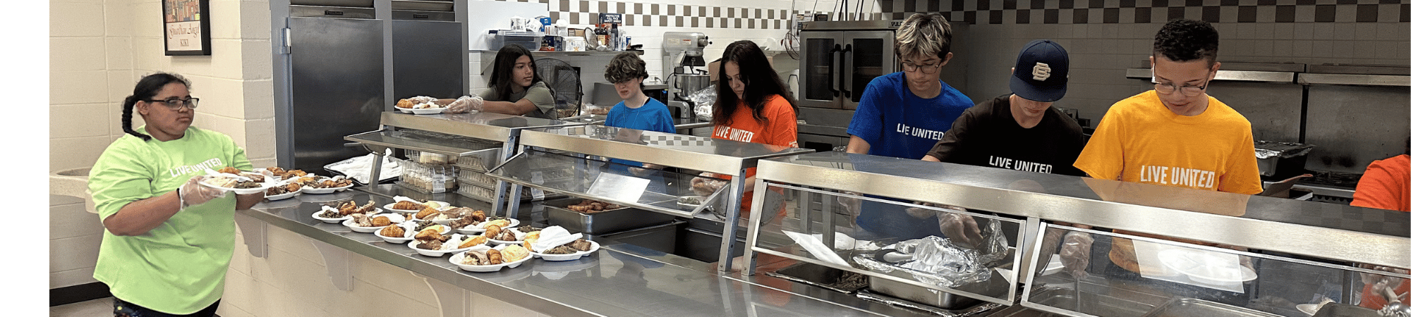 children serving food